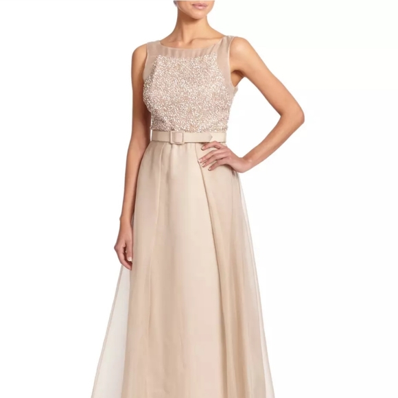 Badgley Mischka Collection Gown Silk Taupe A-line - Picture 3 of 3